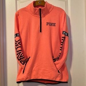 Victoria Secret PINK Women’s Spellout Quarter Zip Pullover Size Medium NWOT